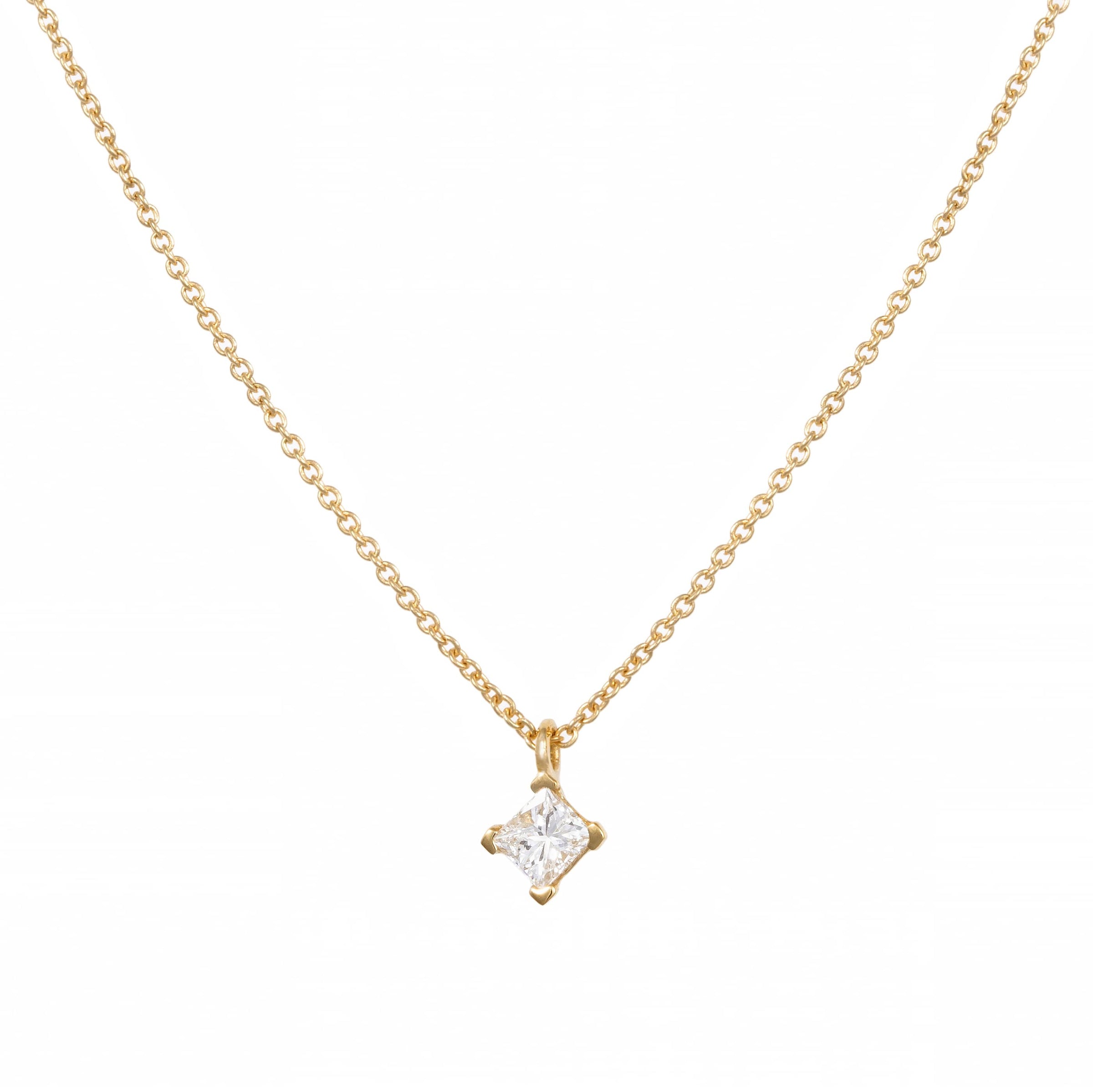Princess Diamond Halo Necklace18k White Gold 0.70ctw at D